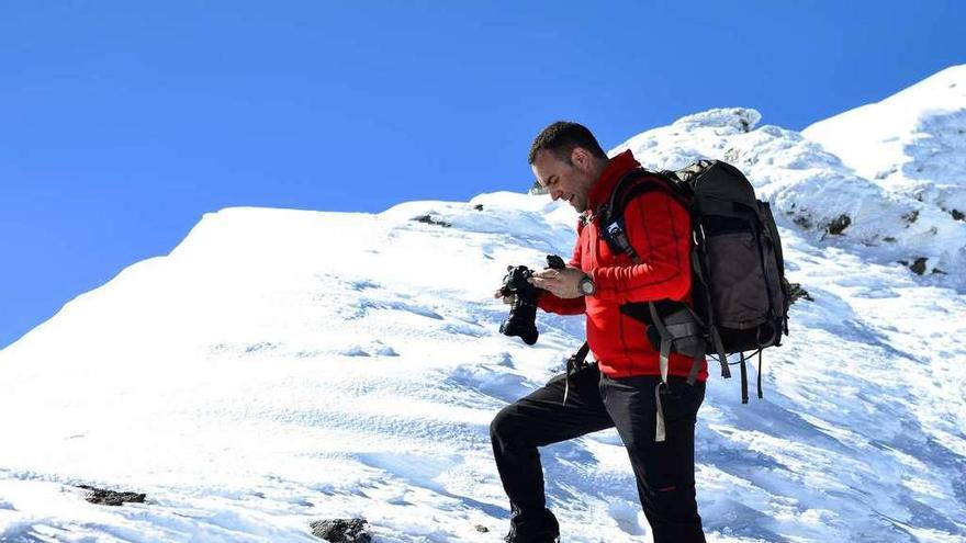 El lalinense David Mella en una de sus salidas a la montaña.