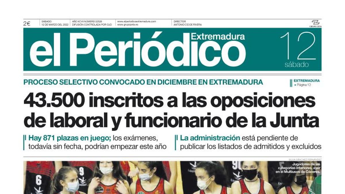Consulta la portada correspondiente al día 12 de marzo del 2022