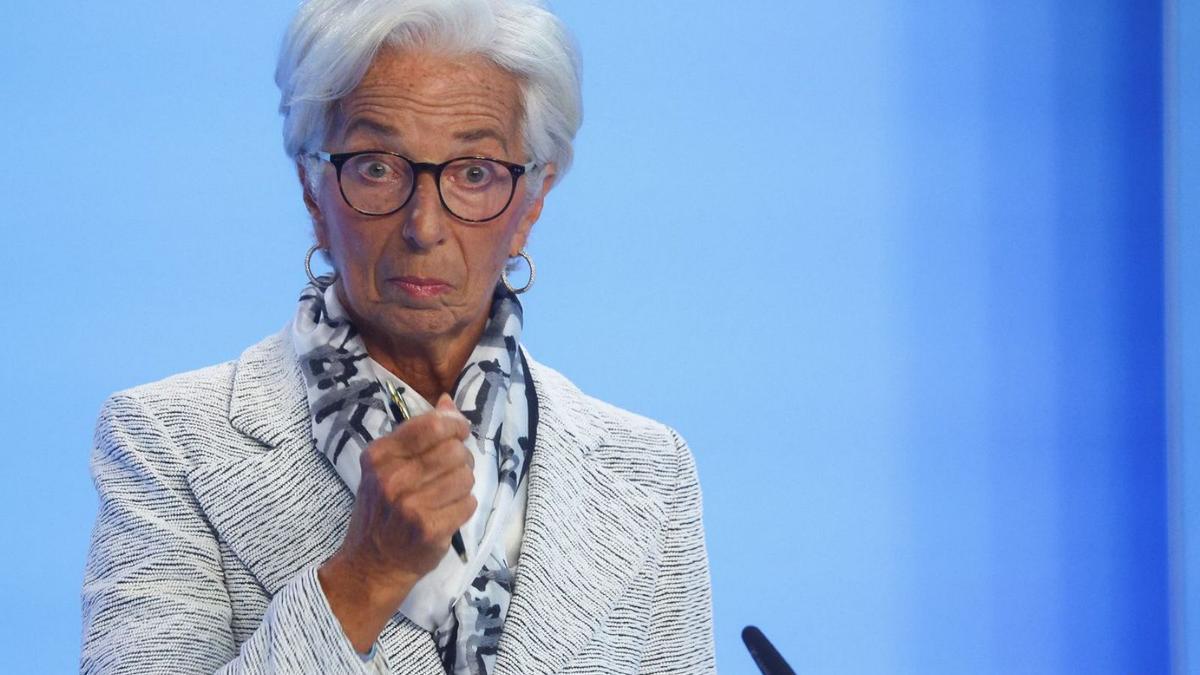 Christine Lagarde, ahir en roda per premsa a la seu del Banc Central Europeu