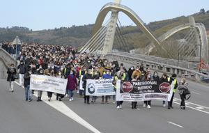 Transportistas gallegos protestan durante una de las jornadas del paro sectorial