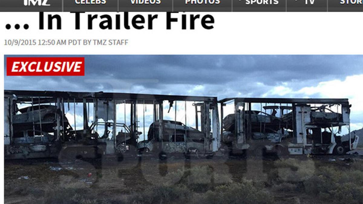 La imagen de TMZ muestra los coches incendiados