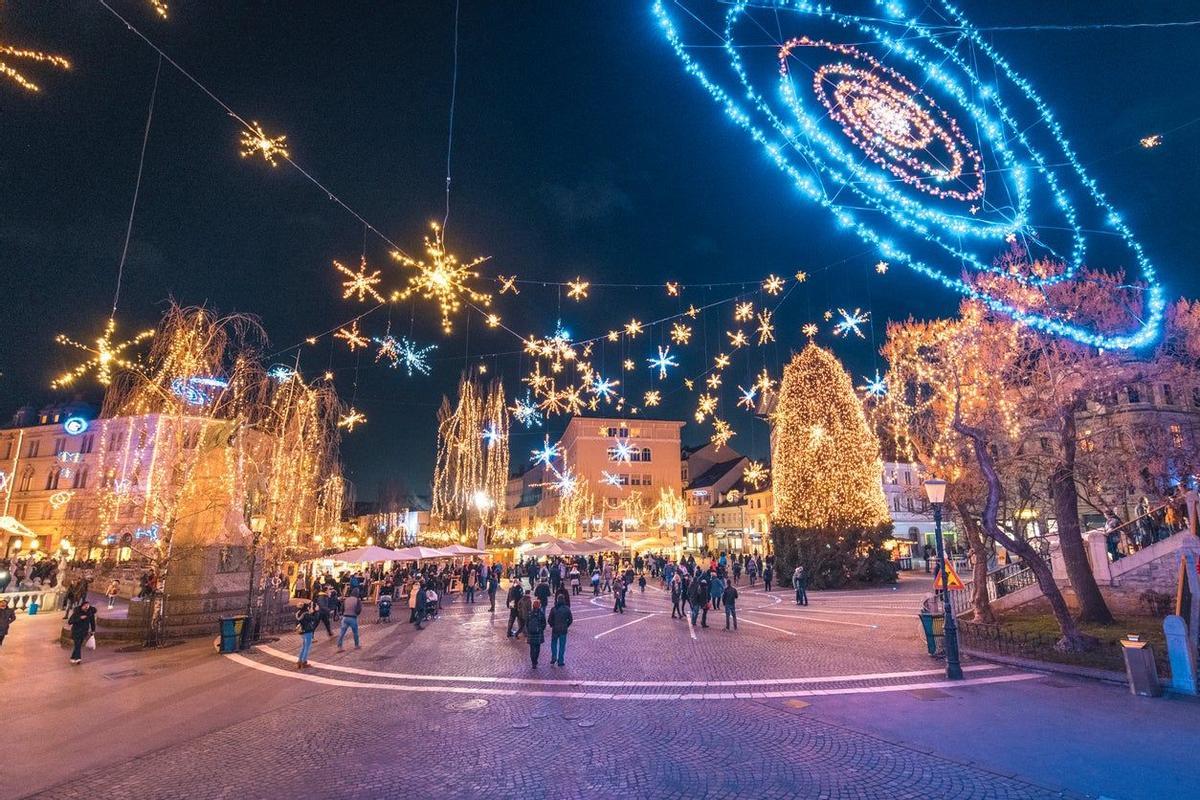 Luces de Navidad en Liubliana, Eslovenia