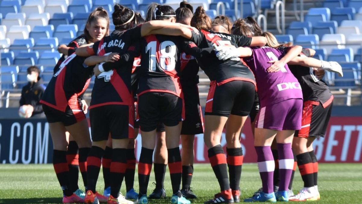 Las jugadoras del Rayo, antes de un partido