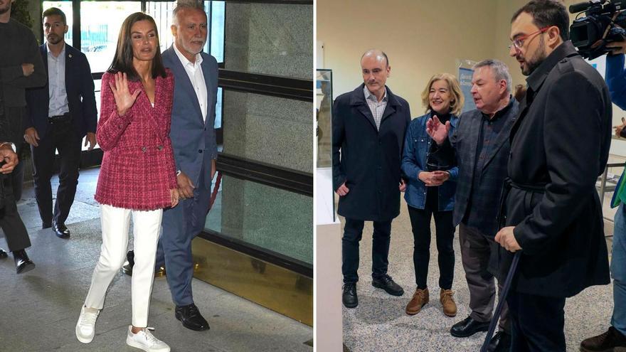 Letizia se baja de los tacones... y el Presidente asturiano coge el bastón