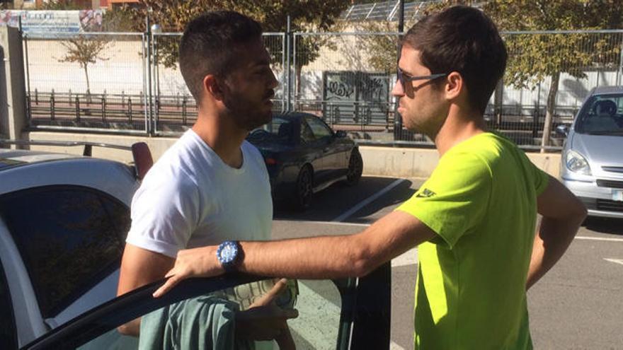 Camarasa y Míchel, conversando tras el entrenamiento