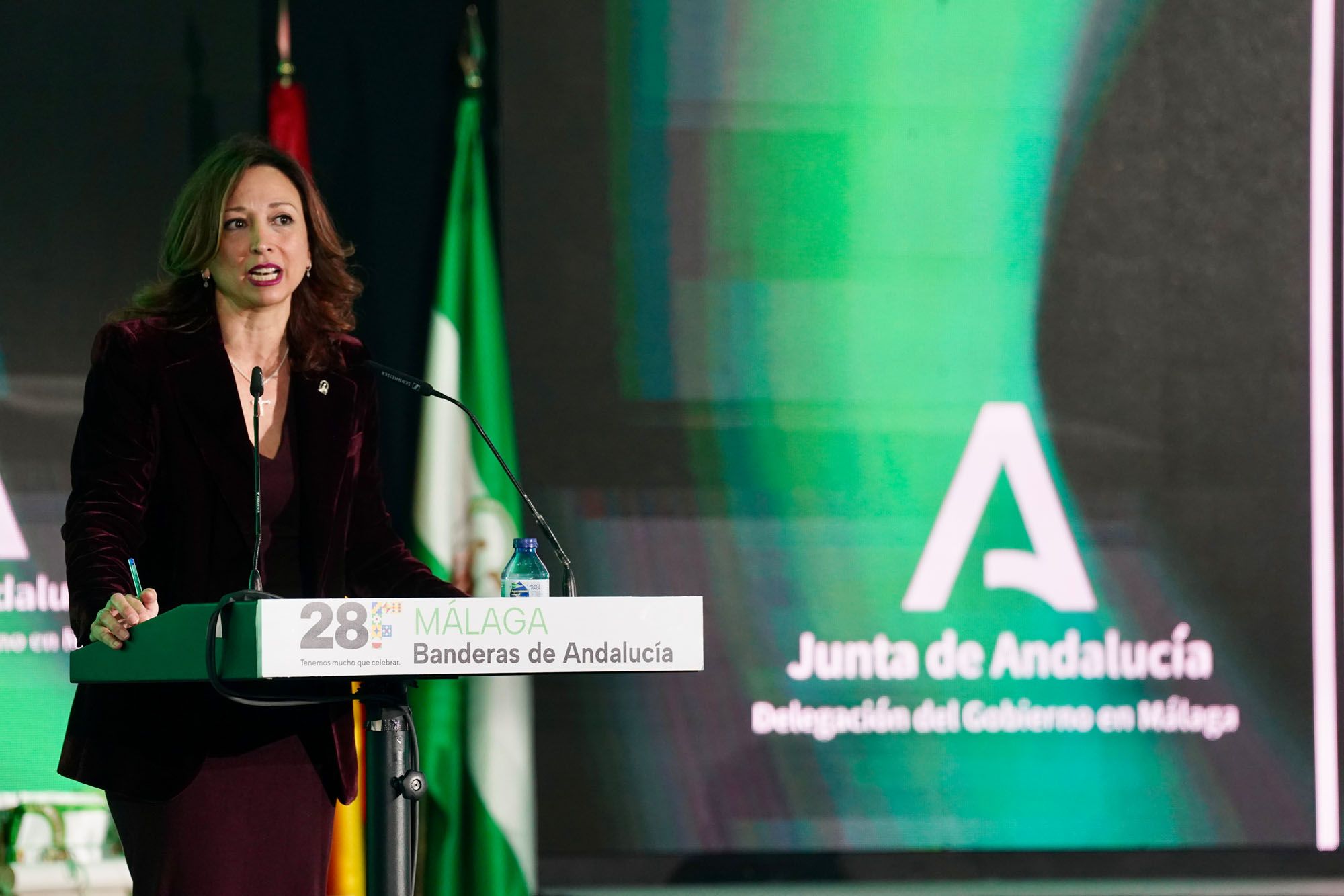 Acto de entrega de las banderas de Andalucía de Málaga 2024.