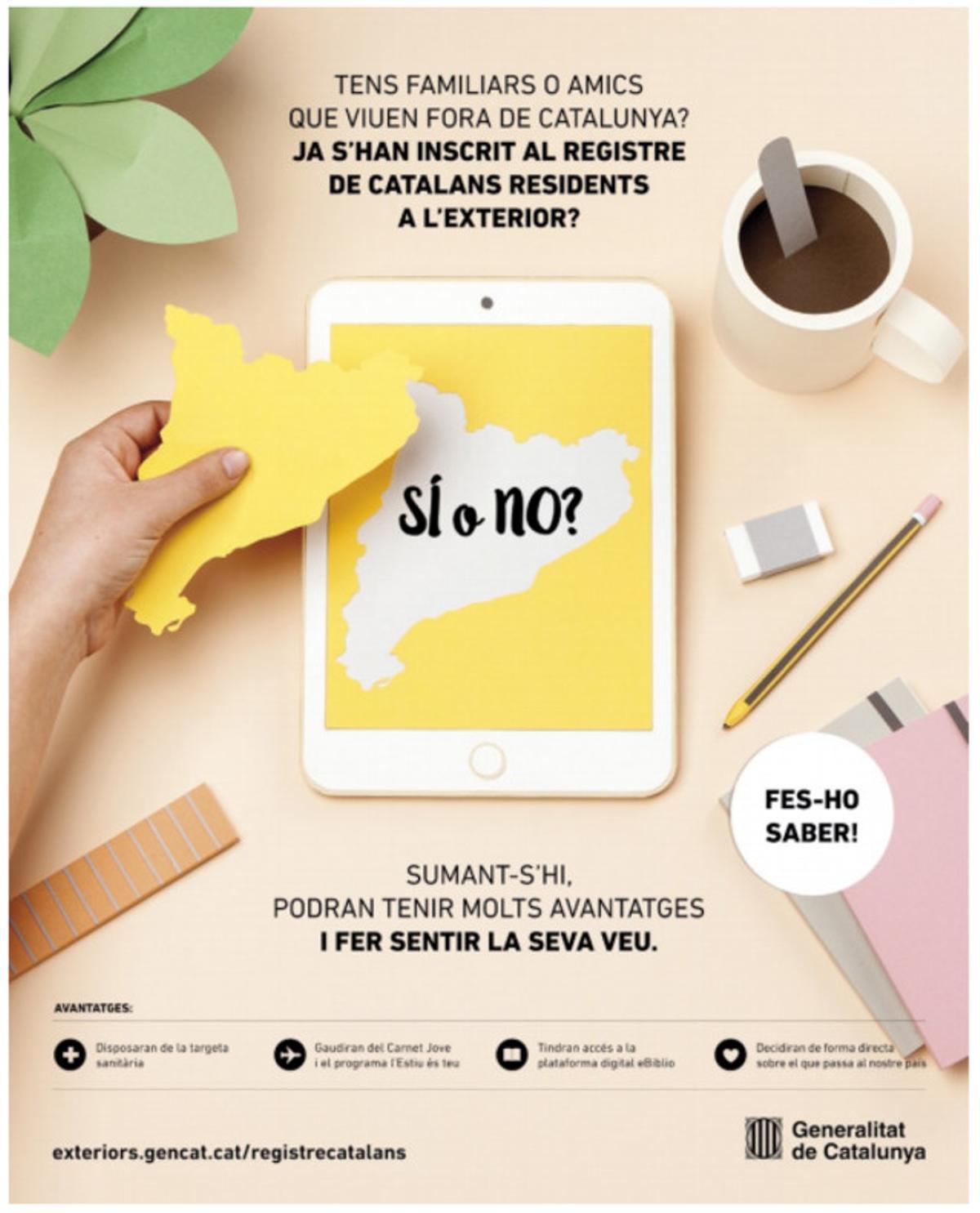 Campaña del Govern para fomentar el registro de catalanes en el exterior