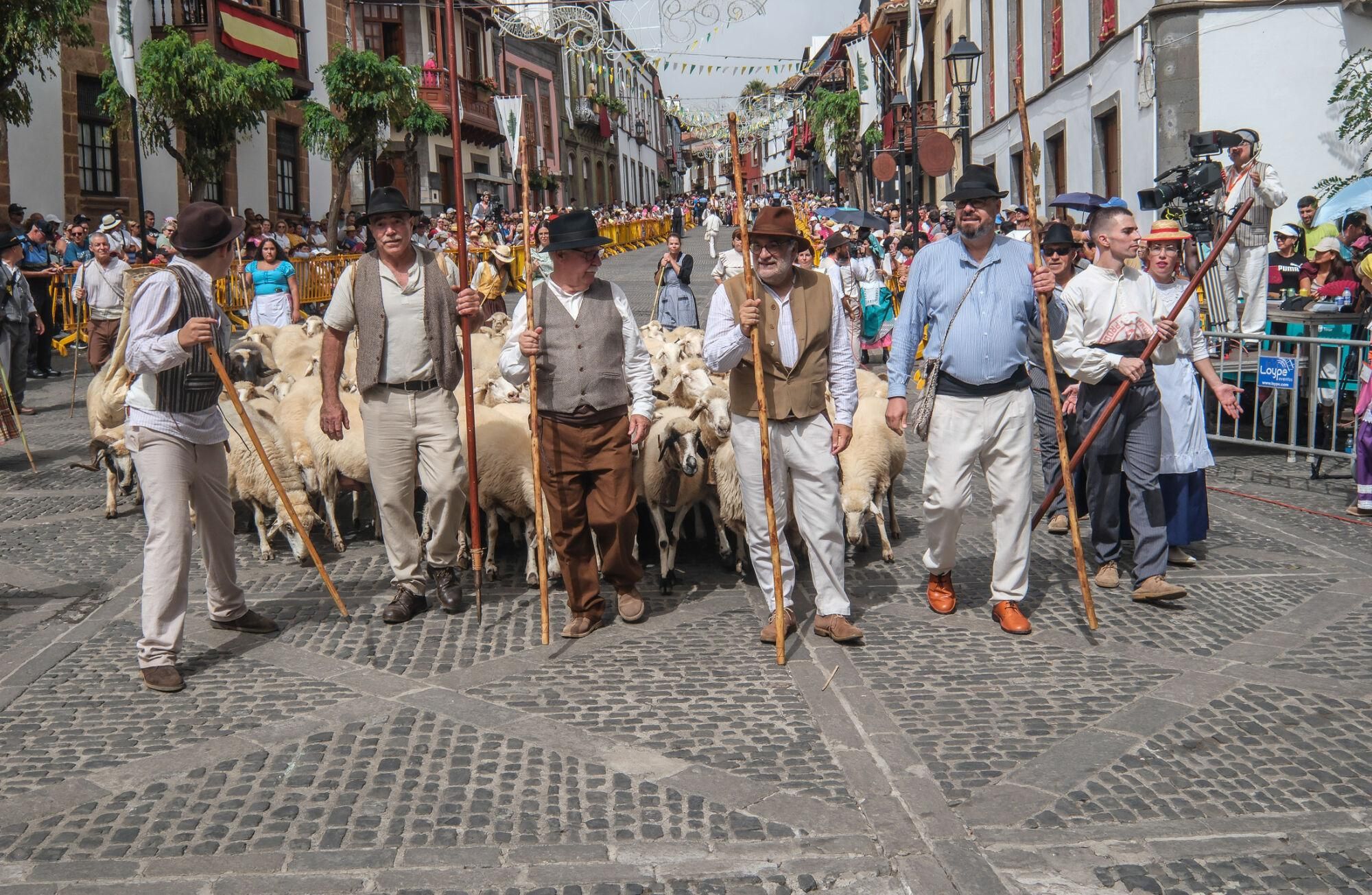 Ganado y ganaderos ante la Virgen del Pino.