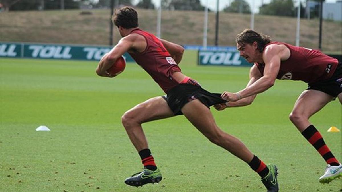 Dos jugadores del Essendon FC, este mes durante un entrenamiento