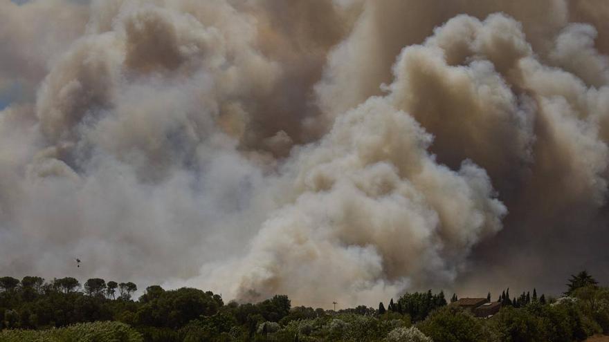 Els Bombers diuen que el foc de les Gavarres està "fora de capacitat d'extinció"