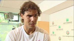 El tennista balear, Rafael Nadal, molt content després de derrotar Istomin en segona ronda de Roland Garros.