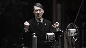 Hitler, durante un discurso a trabajadores de la empresa Siemens, en 1933.