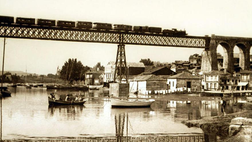 El viaducto de Redondela en 1920 // Arquivo Cal-3