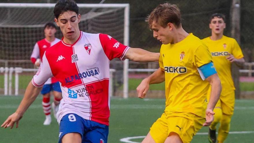 Un momento del partido entre vilagarcianos y gijoneses.