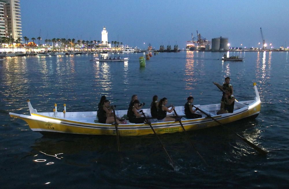 Jornada nocturna de jábegas en El Puerto de Málaga