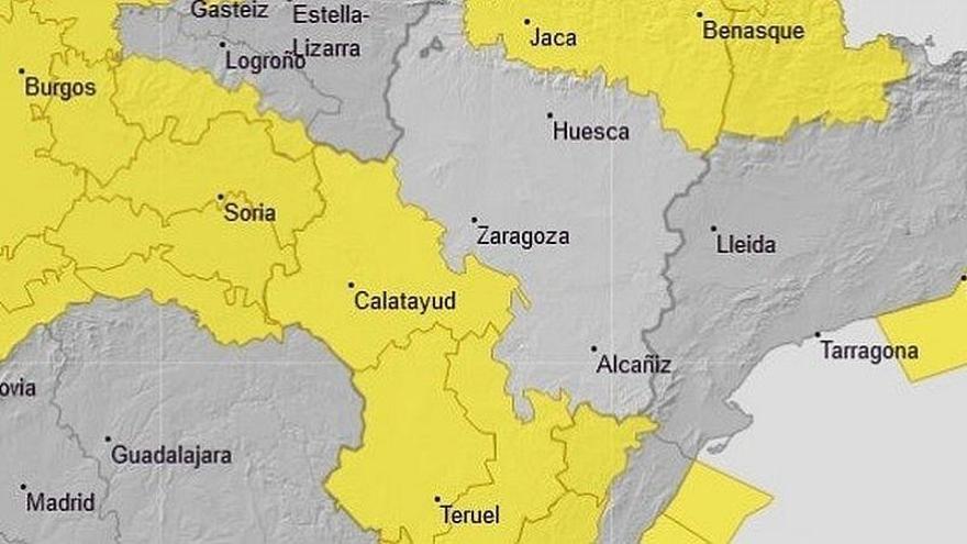 Aviso amarillo por vientos en Teruel y Zaragoza este sábado