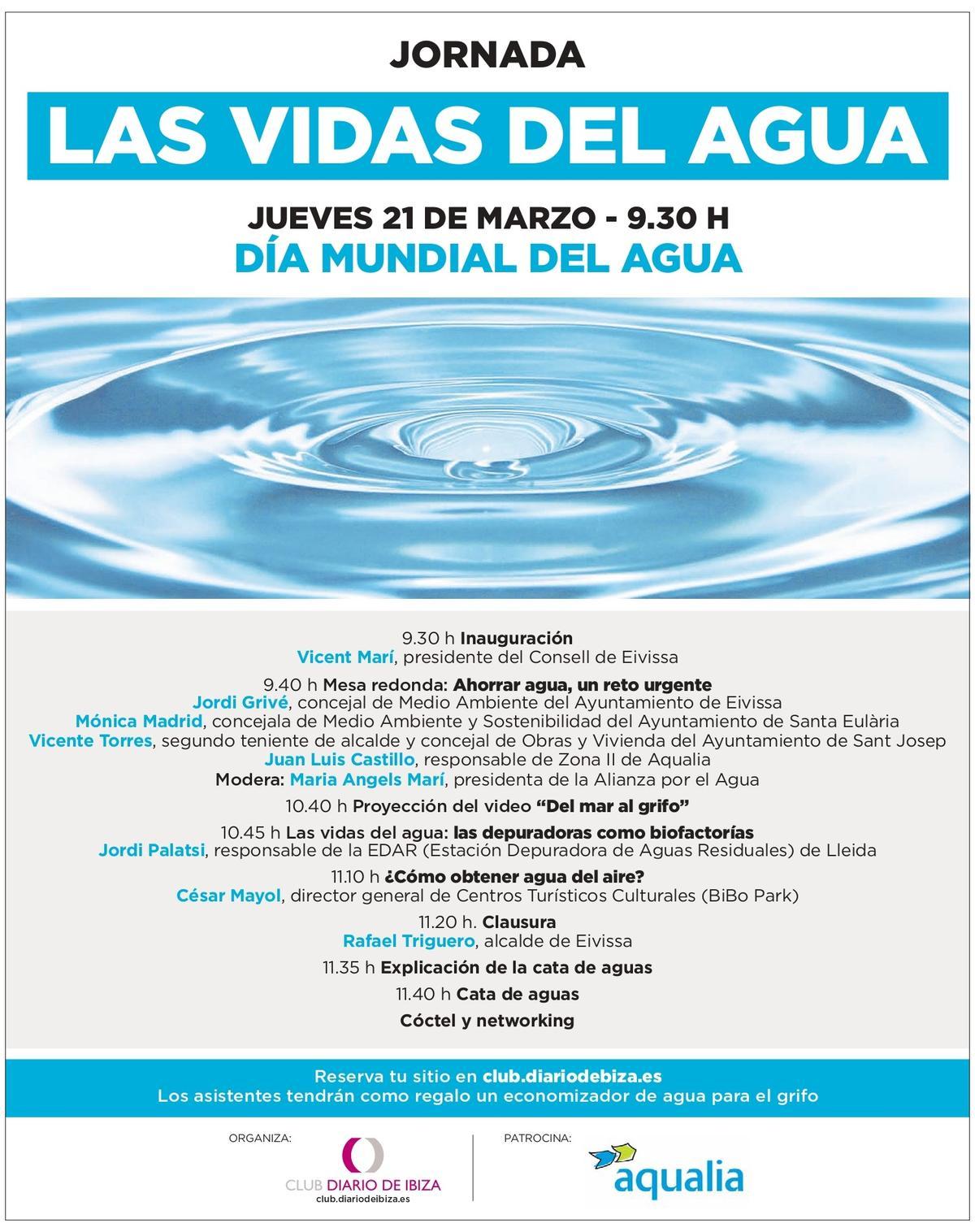 Programa de la jorada 'Las vidas del agua', 21 marzo Club Diario de Ibiza
