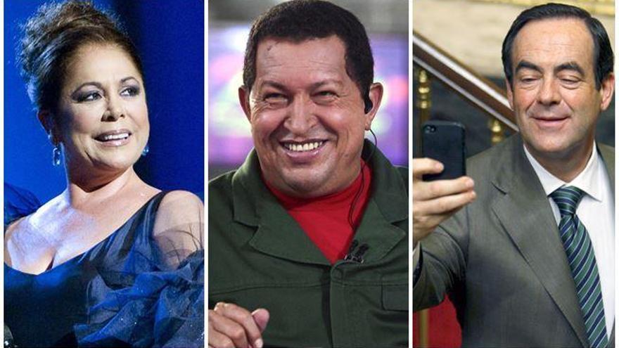 Isabel Pantoja, Hugo Chávez y José Bono.