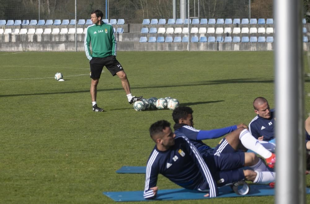 El entrenamiento del Oviedo de esta mañana