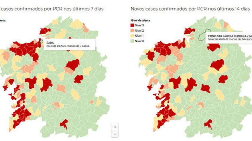 Captura del mapa del Sergas, actualizado hoy.