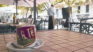 Terrassa 8 Establiment de Café & Té a Barcelona, ahir.