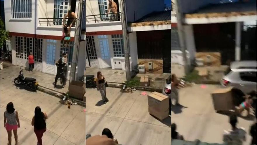 El rocambolesco vídeo viral de la amante que se descuelga por el balcón y se esconde en una caja