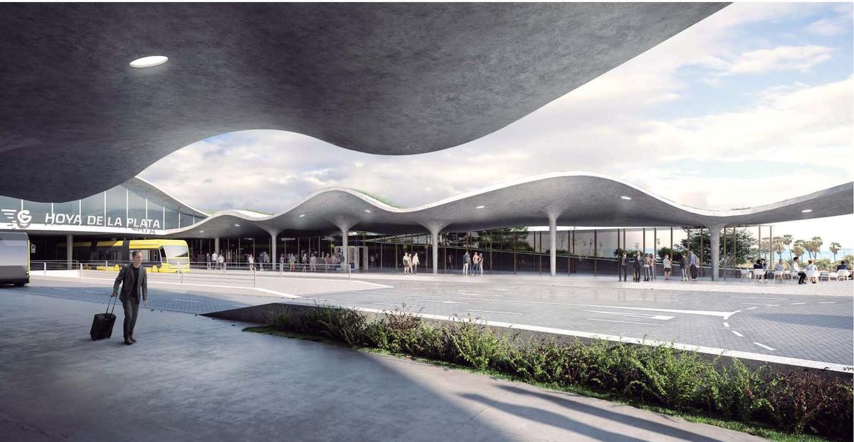 Una recreación del proyecto de la estación del cono sur de la MetroGuagua.