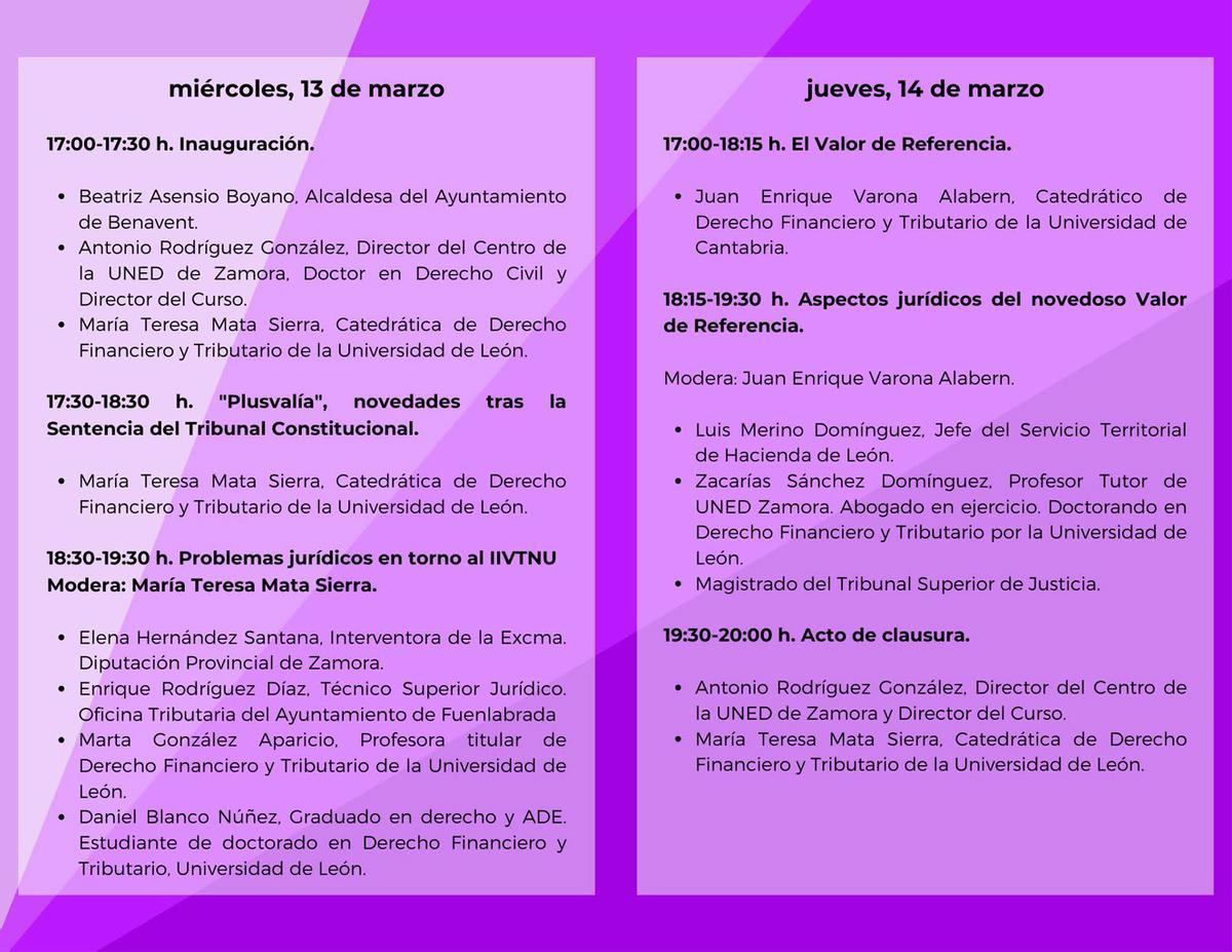 El curso tendrá lugar los días 13 y 14 de marzo y este es el contenido del programa.