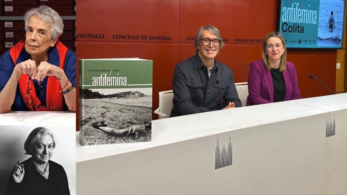 Colita y Mª Aurèlia Campany. A la derecha, Polop y Louzao al presentar la muestra 'Antifémina'.