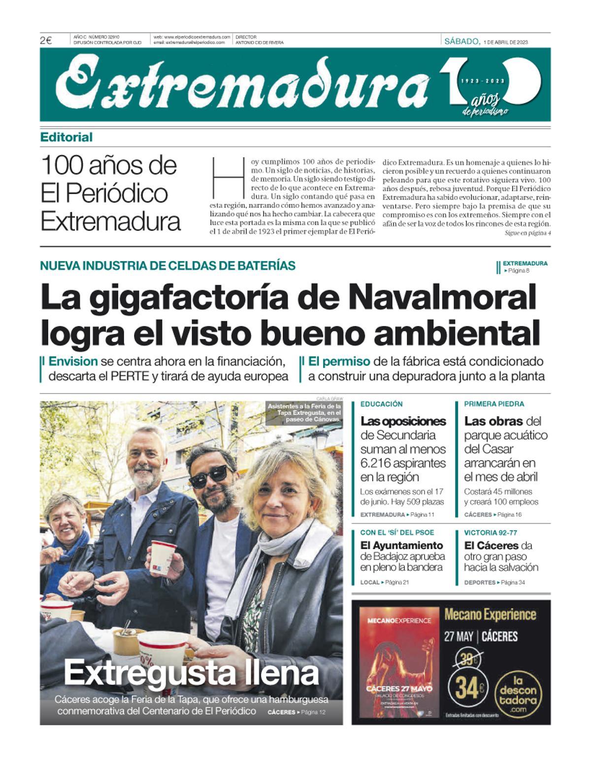 Consulta la portada correspondiente al día 1 de abril de 2023