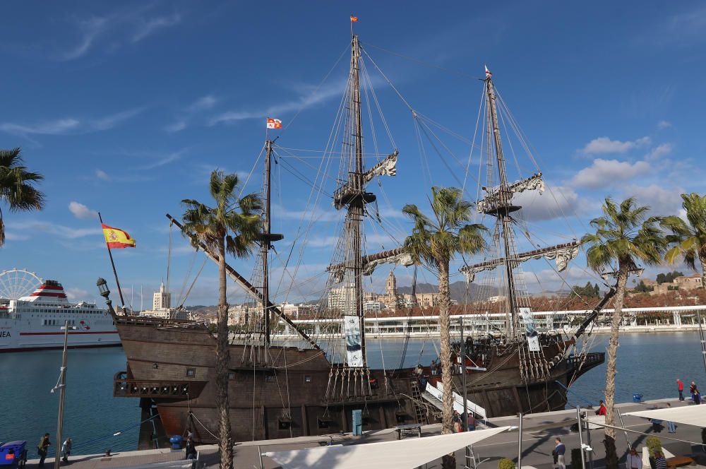 El galeón Andalucía, en el puerto de Málaga