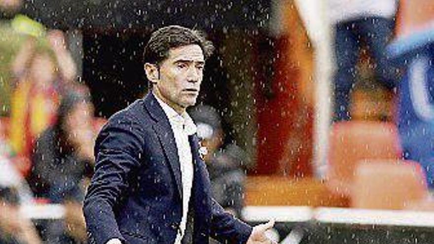 Marcelino, entrenador del Valencia, ayer en Mestalla.