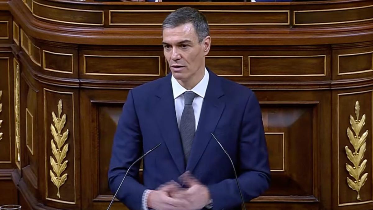 Pedro Sánchez durante su intervención en el Congreso.