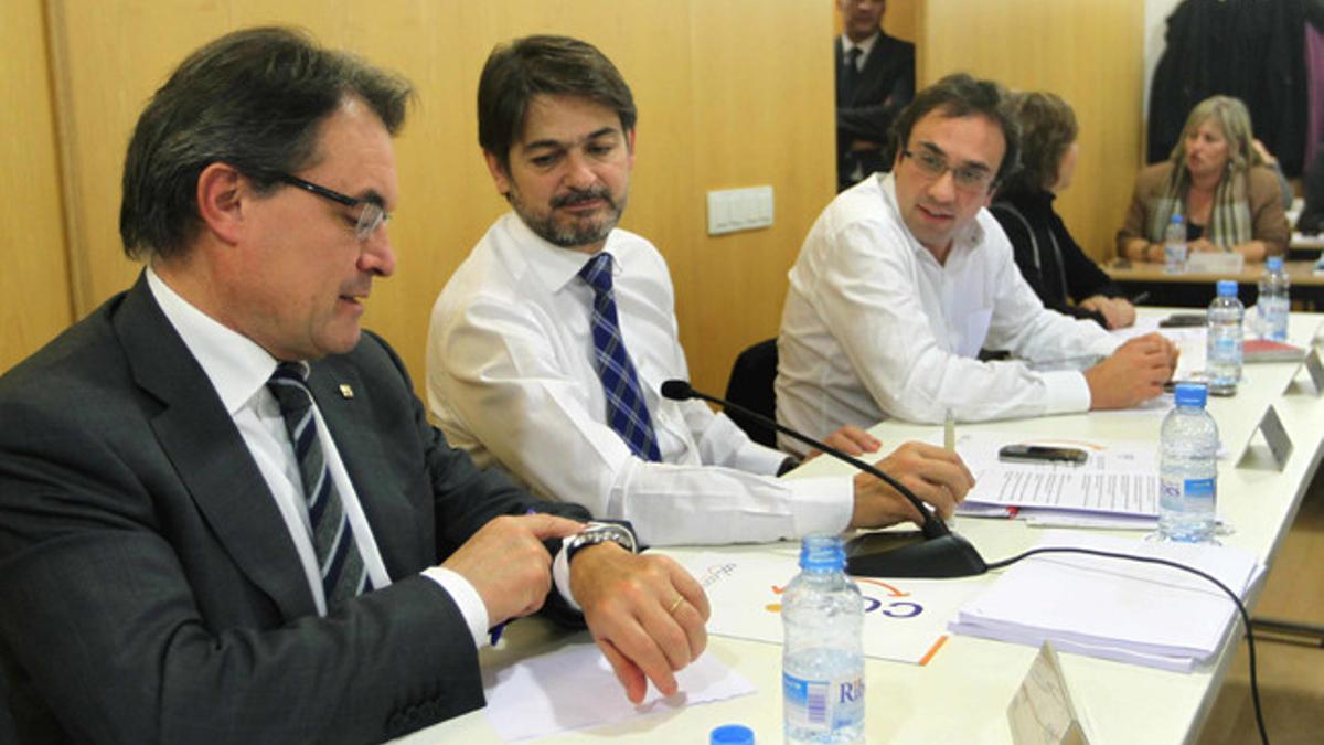 Artur Mas, Oriol Pujol y Josep Rull, durante la ejecutiva de CDC, el pasado 4 de diciembre.