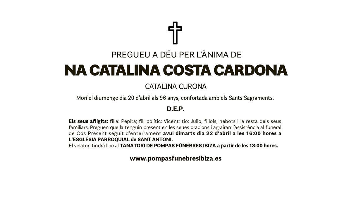 Esquela Catalina Costa Cardona