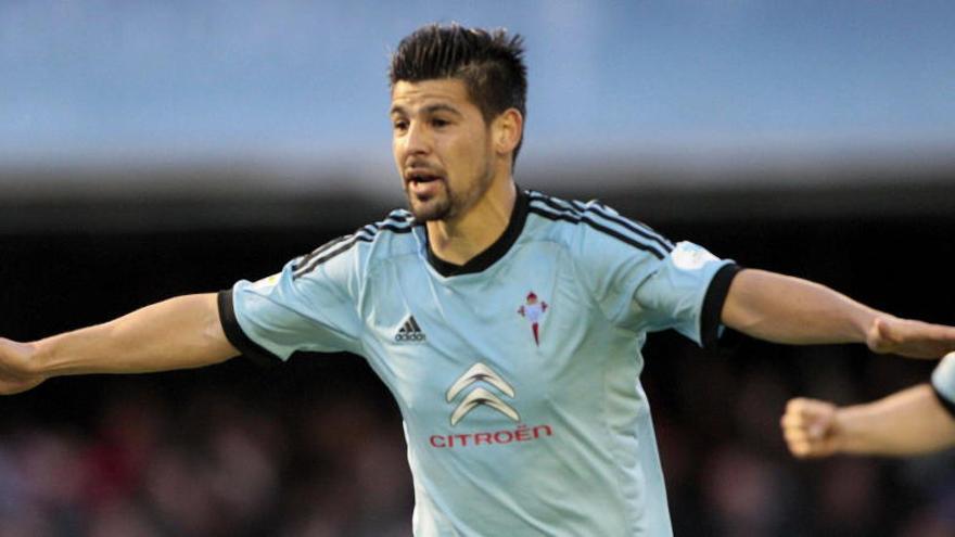 Nolito celebra su gol ante el Málaga