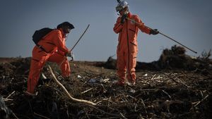 Los Topos Aztecas: un mono de guerra y cañas de bambú para buscar desaparecidos