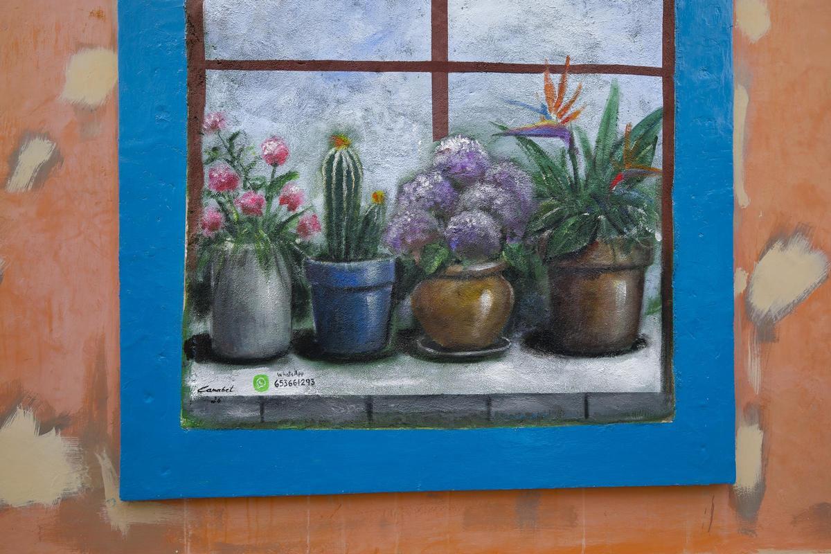 El artista Cayetano Martínez ha pintado la fachada de una casa abandonada para mejorar el aspecto del barrio El artista Cayetano Martínez ha pintado la fachada de una casa abandonada para mejorar el aspecto del barrio