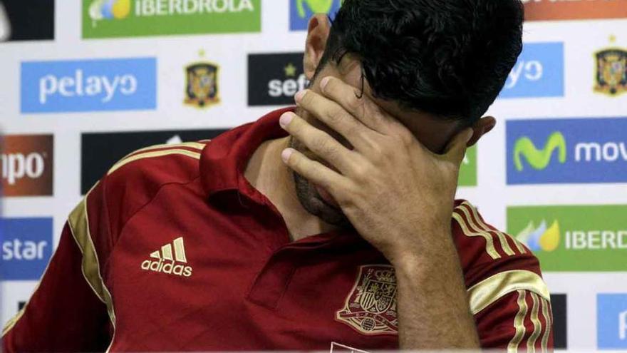 Diego Costa, durante la rueda de prensa que ofreció ayer.