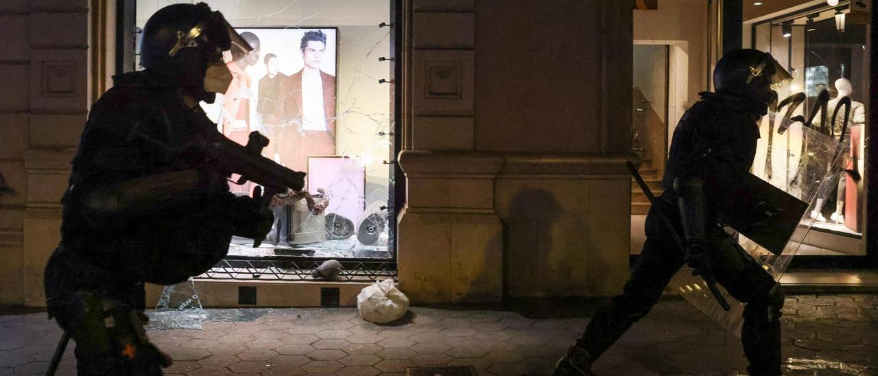 Supporters of Catalan rapper Pablo Hasel protest in Barcelona