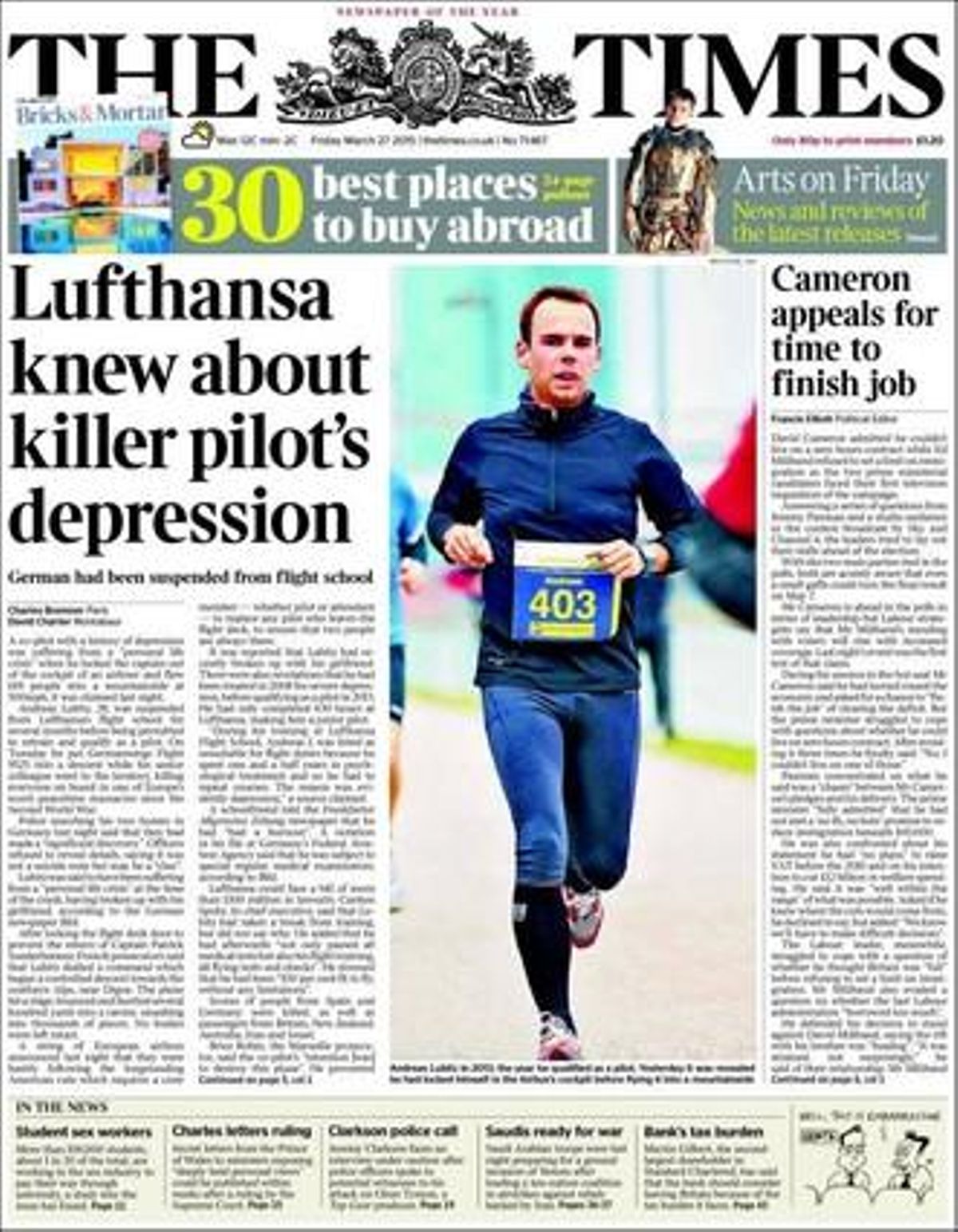 Portada del diari anglès ’The Times’.