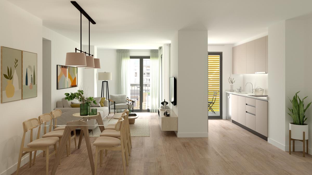 Interior de una de las viviendas de Firmus.