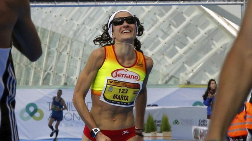 Marta Esteban, a su llegada a meta del maratón.