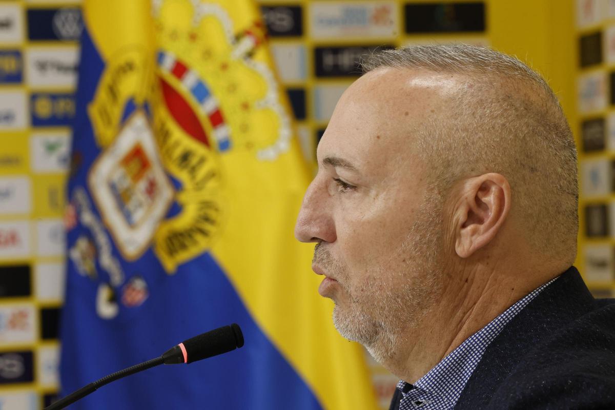 Miguel Ángel Ramírez, esta mañana, durante su rueda de prensa, tras anunciar su continuidad en el cargo hasta 2030.