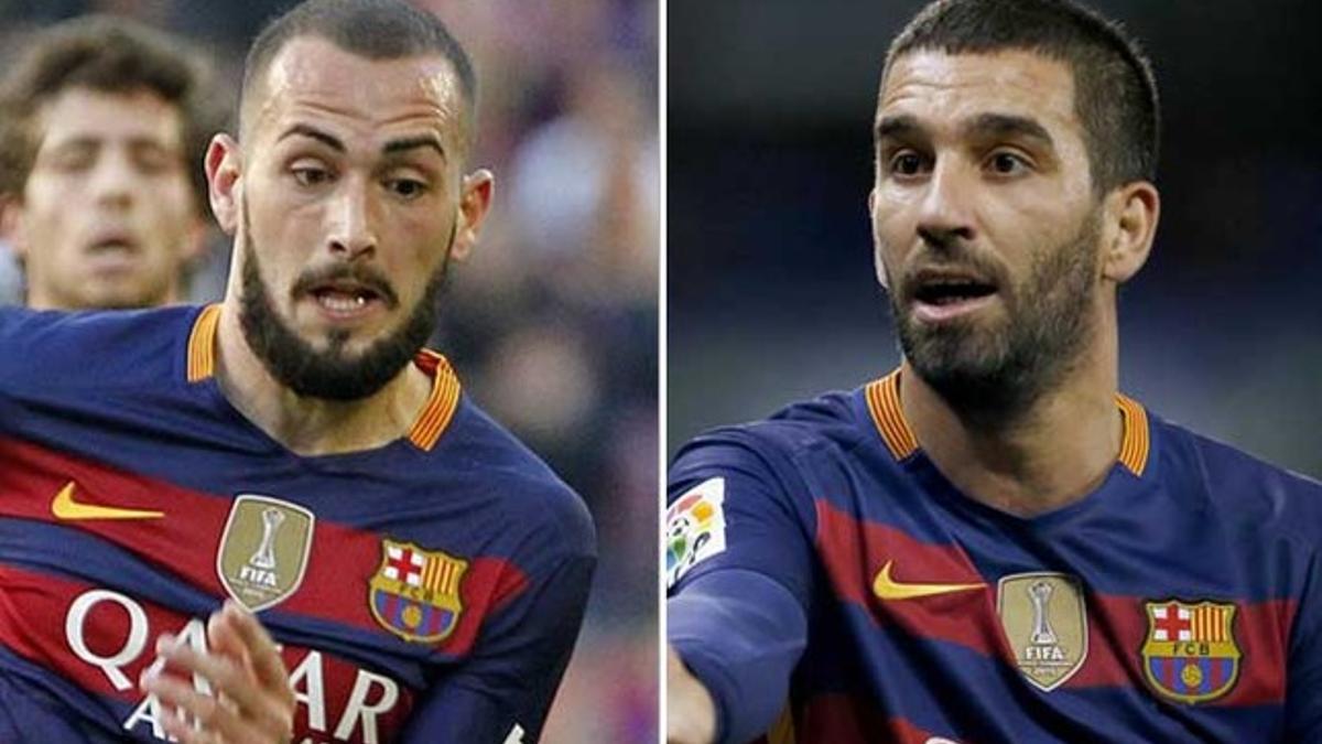 Aleix Vidal y Arda Turan, jugadores del FC Barcelona 2015/16