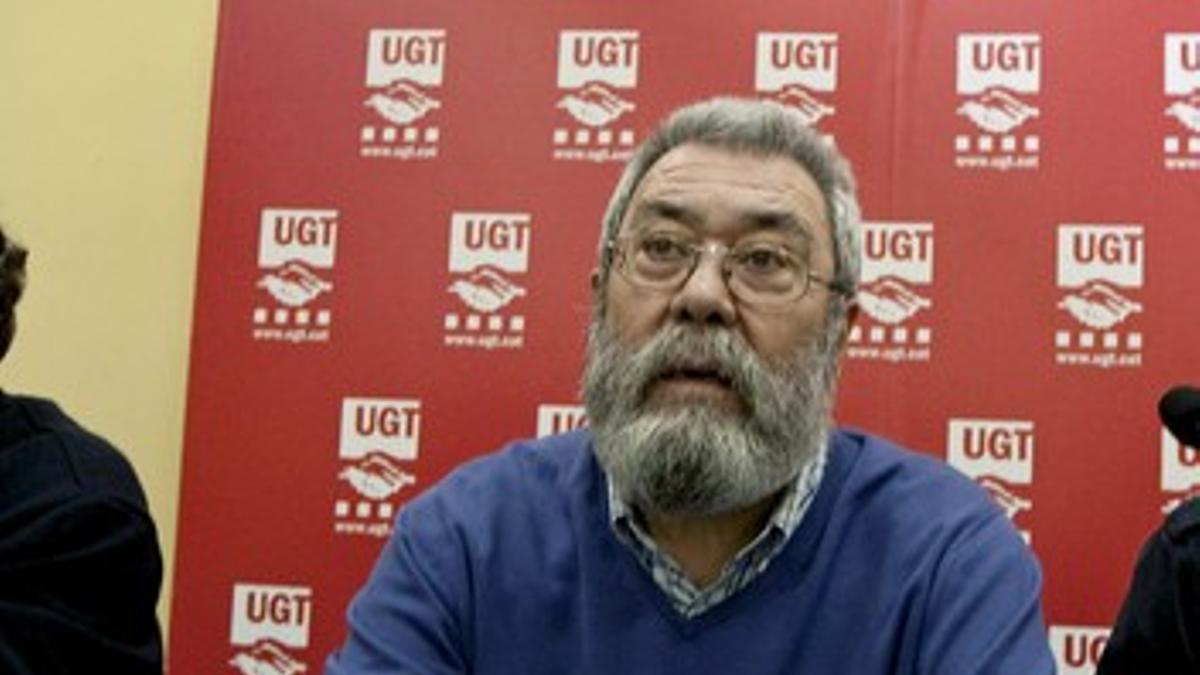 Cándido Méndez, durante la asamblea de afiliados de UGT en Seat, este sábado, en L'Hospitalet.