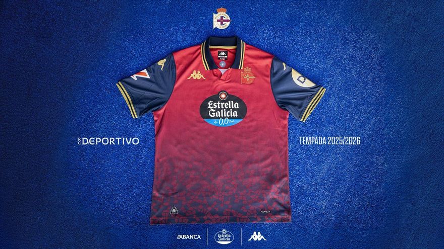 El rojo regresa en la segunda equipación del Deportivo, inspirada en la primera Liga de Campeones