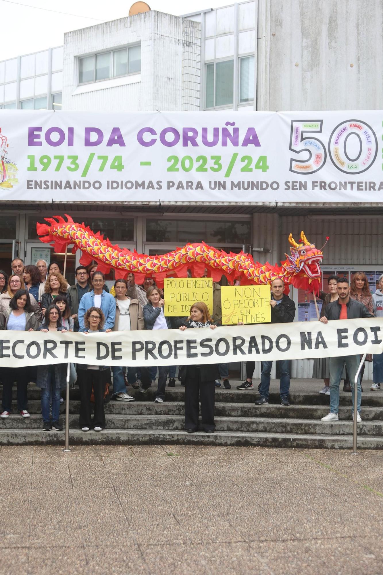 Concentración en la Escuela de Idiomas de A Coruña