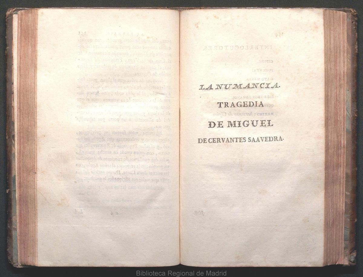 Primera edición impresa en 1784  de 'Numancia', de Miguel de Cervantes.