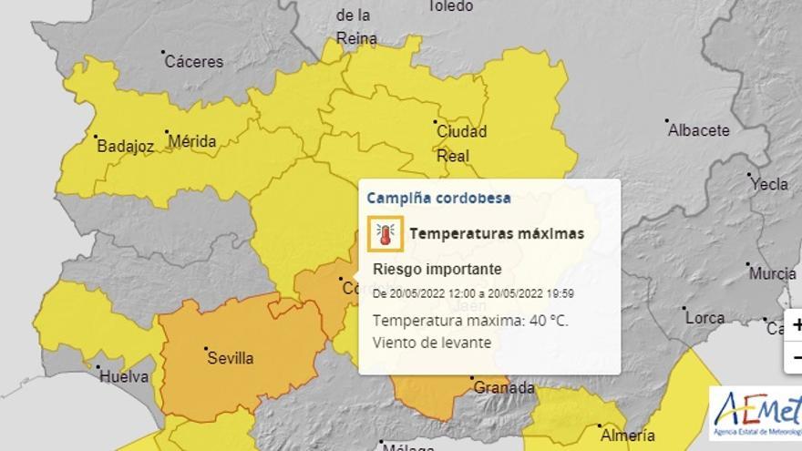 Mapa de avisos de la Aemet con las previsiones para este viernes.